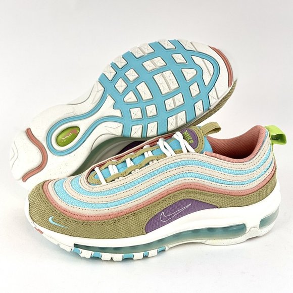 Nike Air Max 97 SE Sun Club Womens Sneakers Shoes Blue White Pink Tan DQ4126 400 - Picture 2 of 12